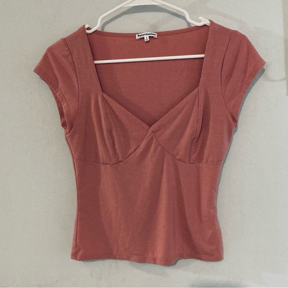 Reformation Pink Cap Sleeve Sweetheart Top